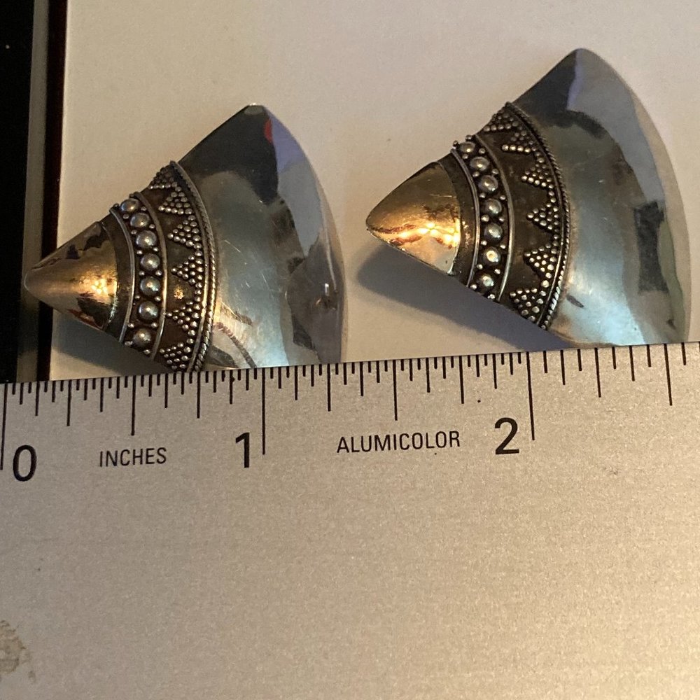 Distinctive Triangular Sterling Silver Post Earri… - image 2